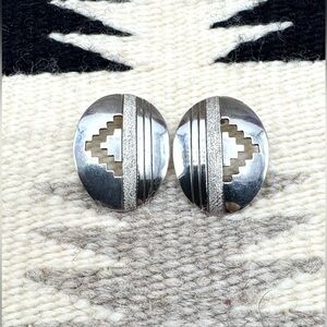 Herbert Veronica Thompson Navajo Native American Sterling Silver Stud Earrings